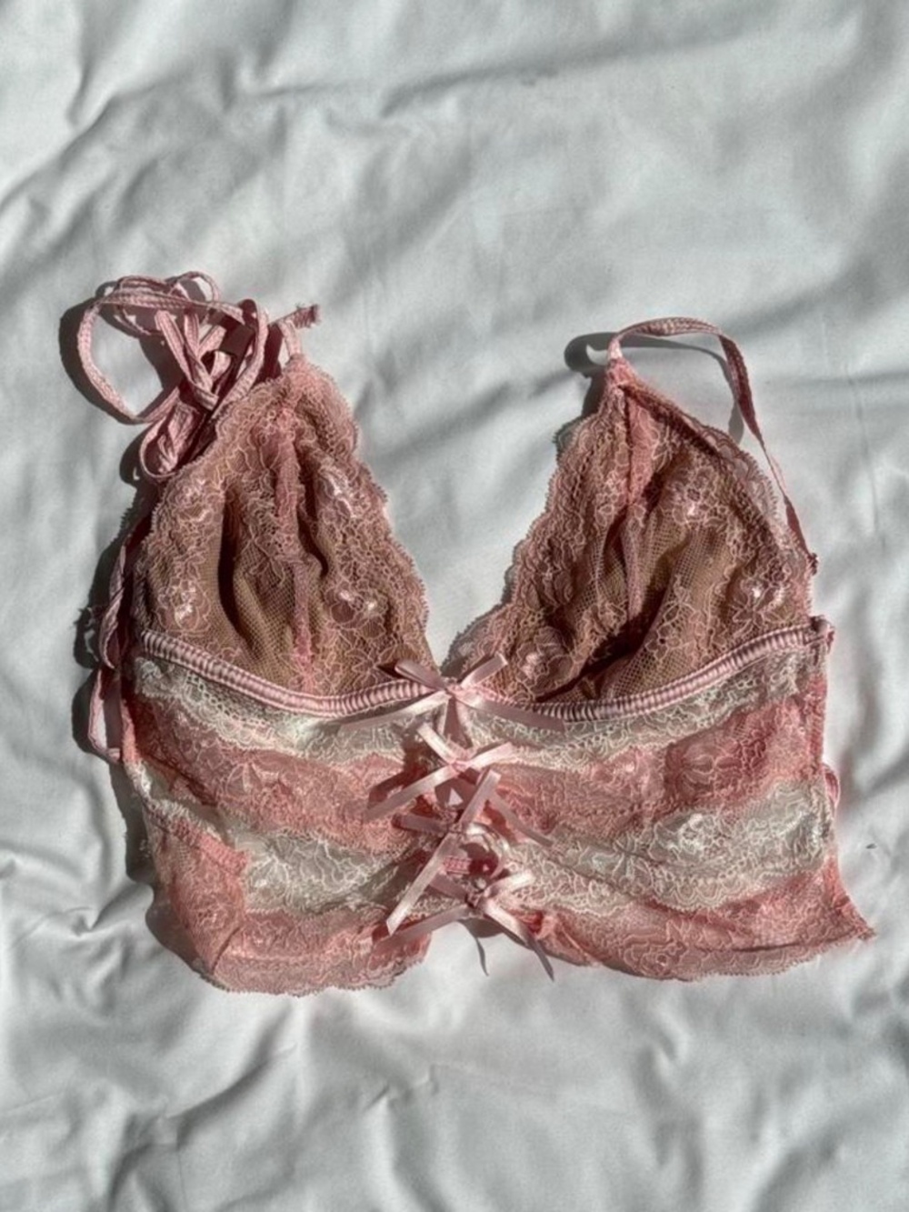 Pink & White Lace Corset Cami Top
